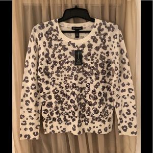 INC. Cheetah/Leopard Print Sequin Sweater - size L